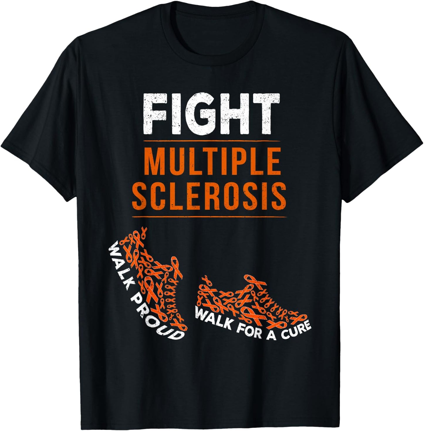 Fight Multiple Sclerosis MS Awareness Warrior Ribbon T-Shirt - T-Shirt | Black