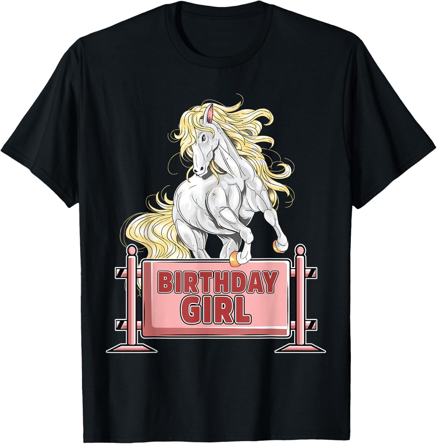 Cute Horse Birthday Girl Party Animal Farm Barn Horse Lover T-Shirt - T-Shirt | Black