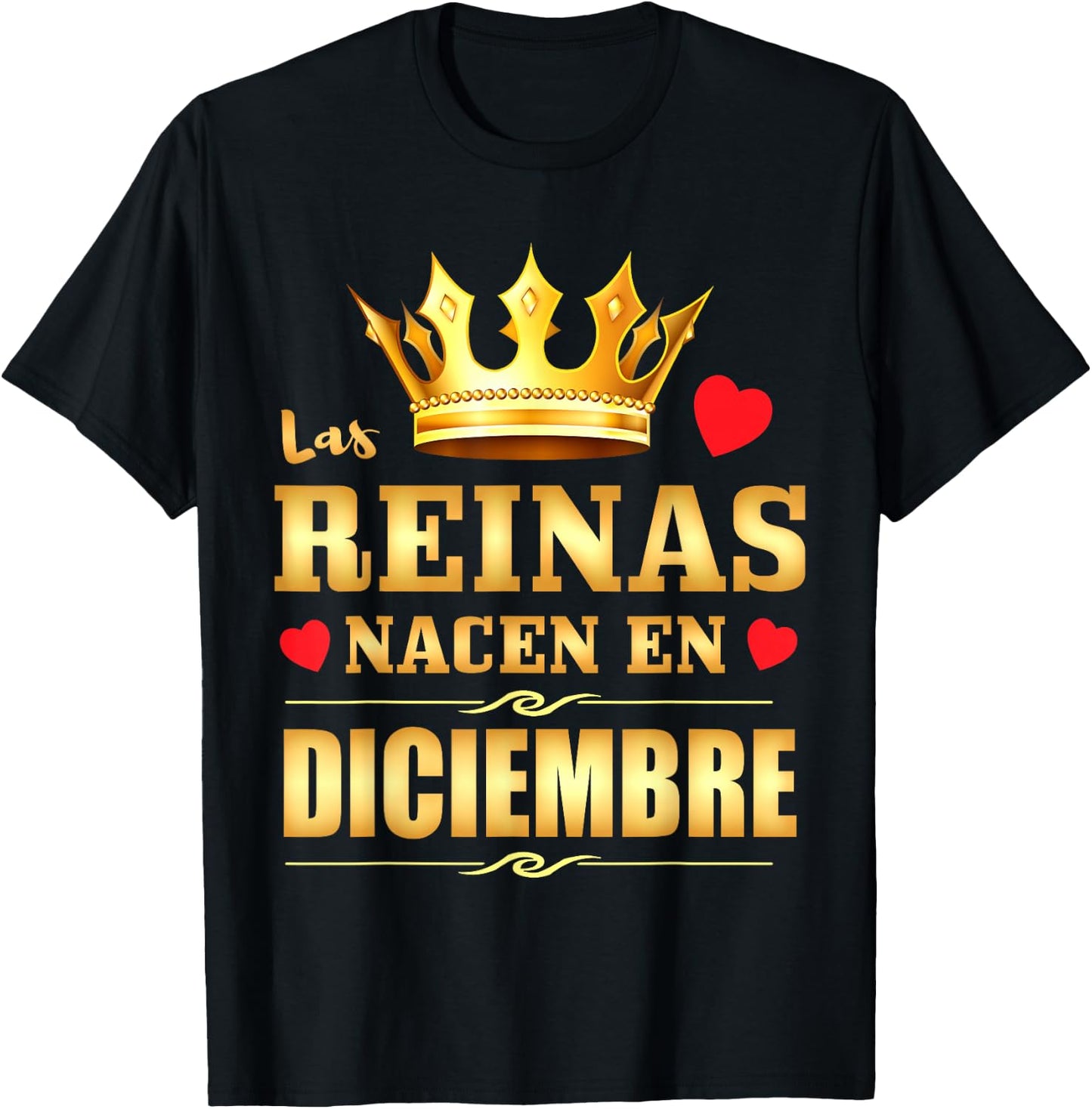 Reinas Nacen En Diciembre Cumpleaños December Birthday Queen T-Shirt - T-Shirt | Black
