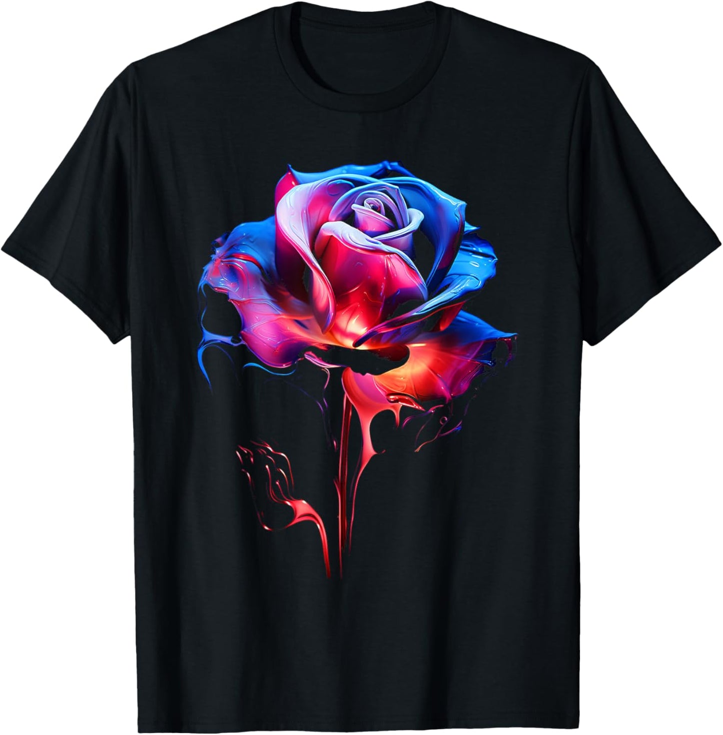 Rose Lover Artwork Graphic Flower Art Rose T-Shirt - T-Shirt | Black