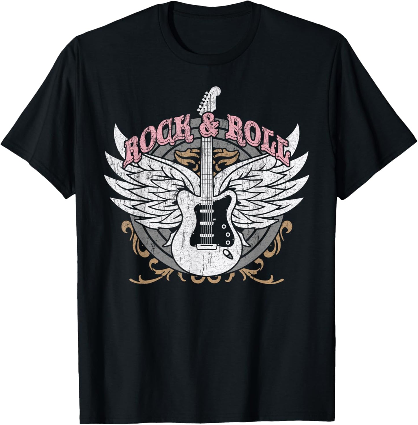 Rock and Roll Guitar Vintage ROCK Women Music T-Shirt - T-Shirt | Black