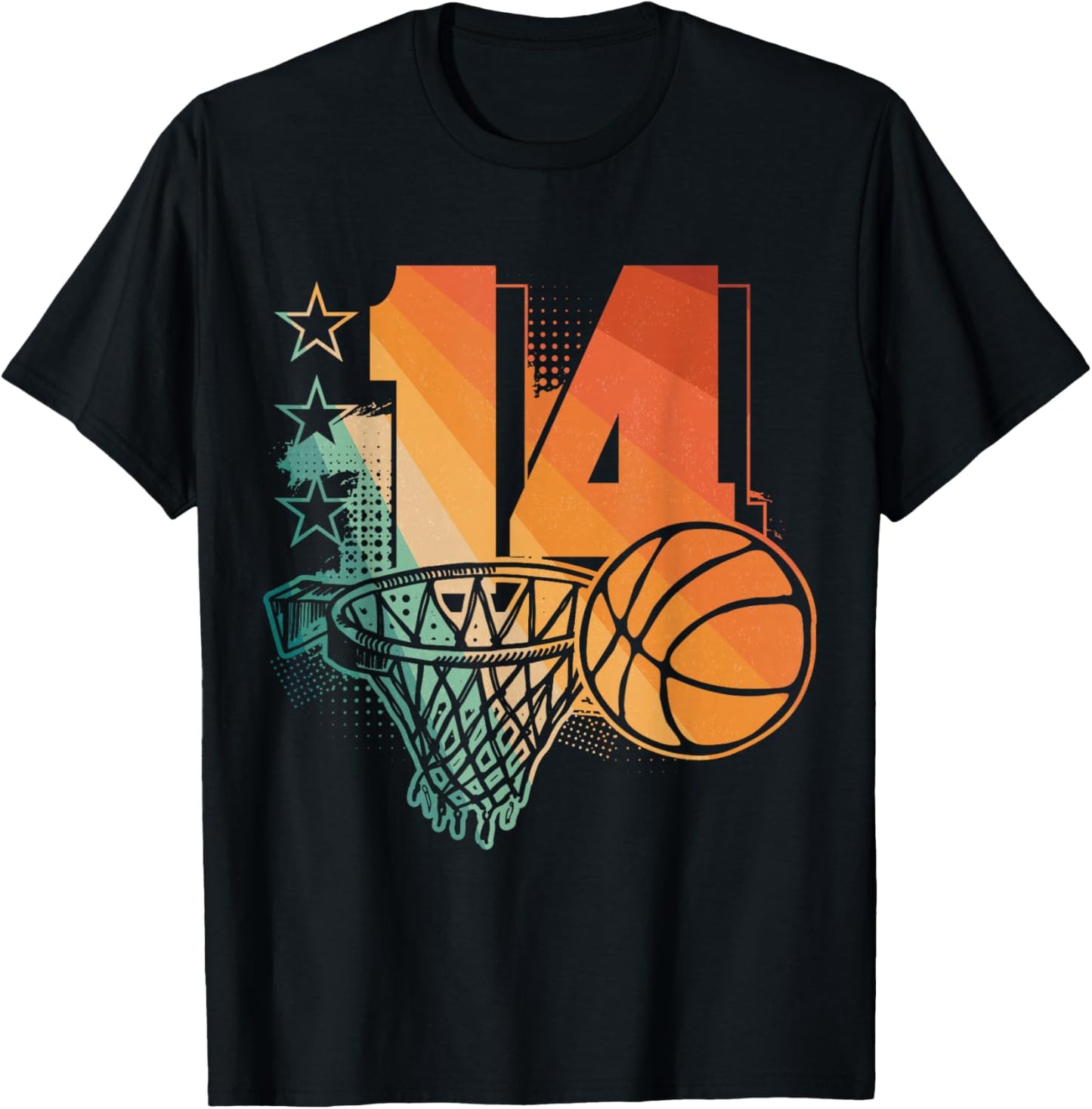 14th Birthday Boy Basketball Player Basketball 14 Years Old T-Shirt - T-Shirt | Black
