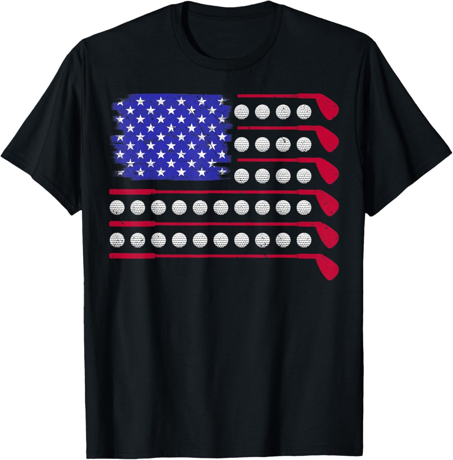 Golf American Flag 4th of July Patriotic Golfer Golf Coach T-Shirt - T-Shirt | Black