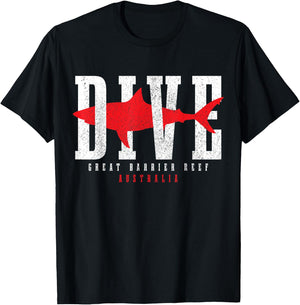 Great Barrier Reef Australia Diving Shark Diver T-Shirt - T-Shirt | Black