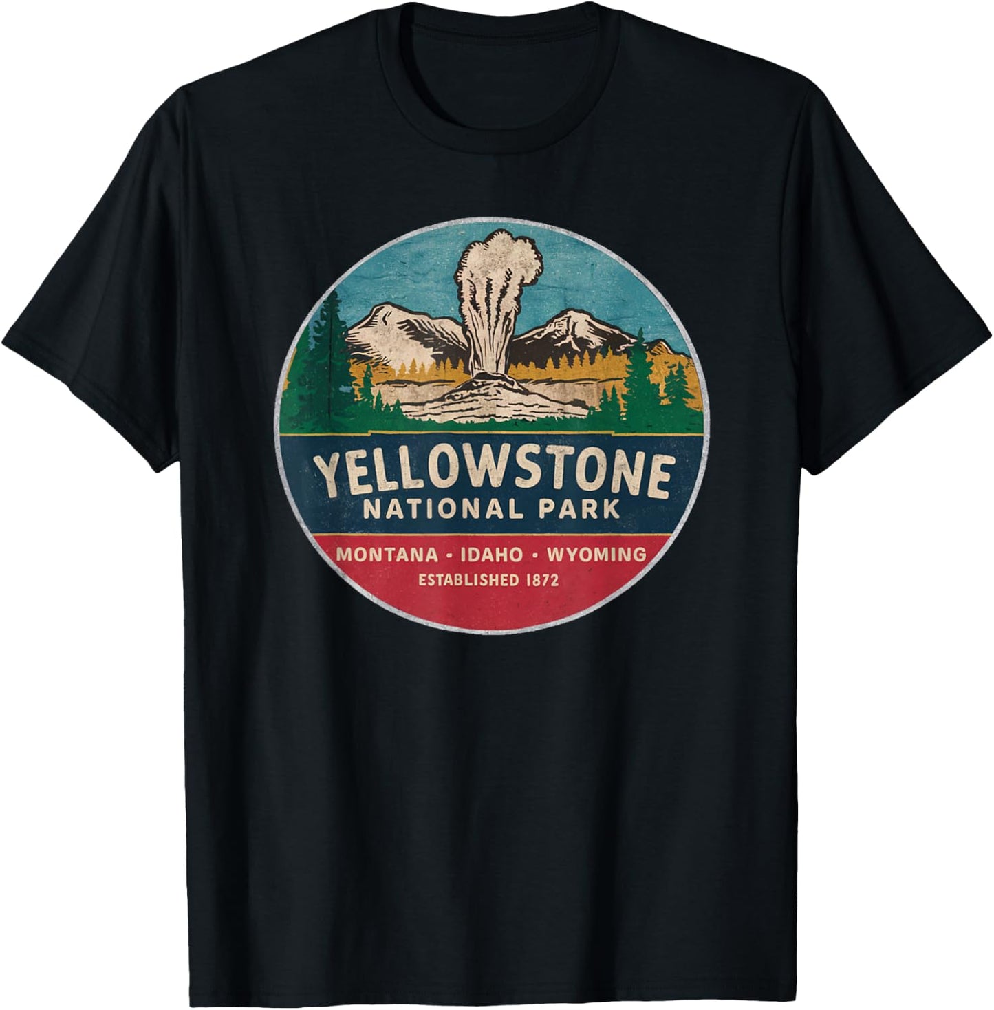 Yellowstone national park Mountain 80s Outdoor Souvenir T-Shirt - T-Shirt | Black