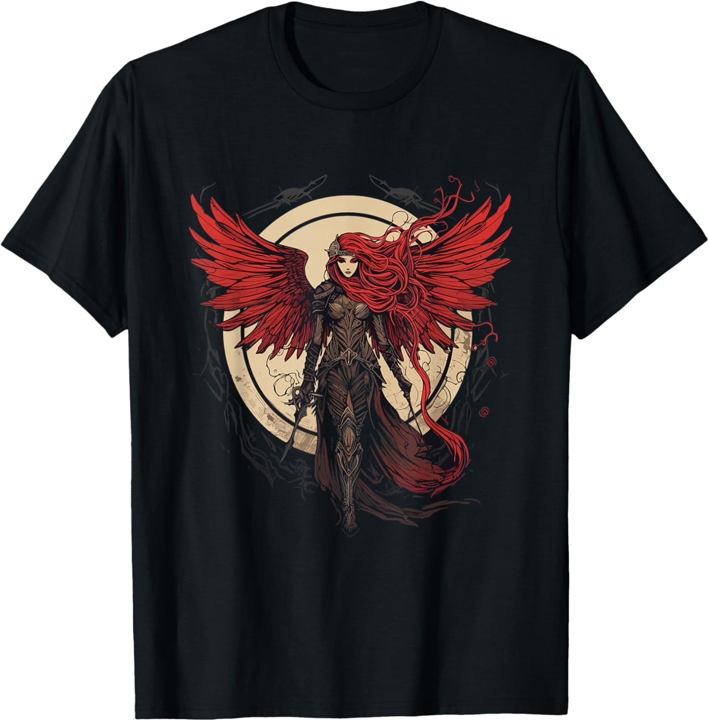Powerful Valkyrie - Norse Warrior Angel of Death Valkyrie T-Shirt - T-Shirt | Black