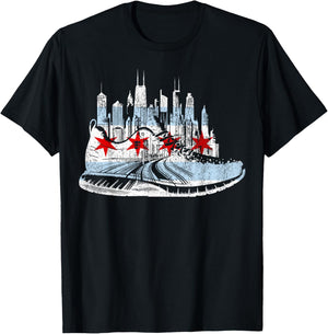 Chicago Runner Run Marathons Running Jogger Motivational T-Shirt - T-Shirt | Black