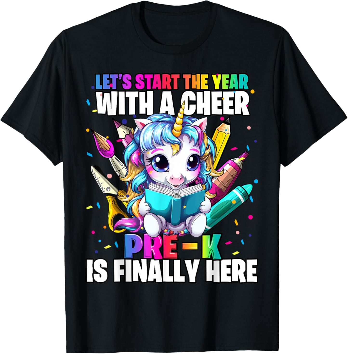 Unicorn Pre-K Back to School First Day of School Girls T-Shirt - T-Shirt | Black