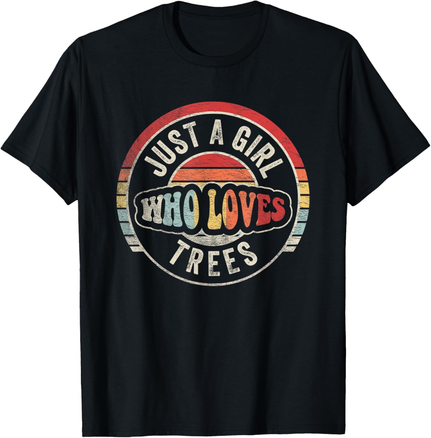 Retro Just A Girl Who Loves Trees Hiking Shirt Funny Camping T-Shirt - T-Shirt | Black