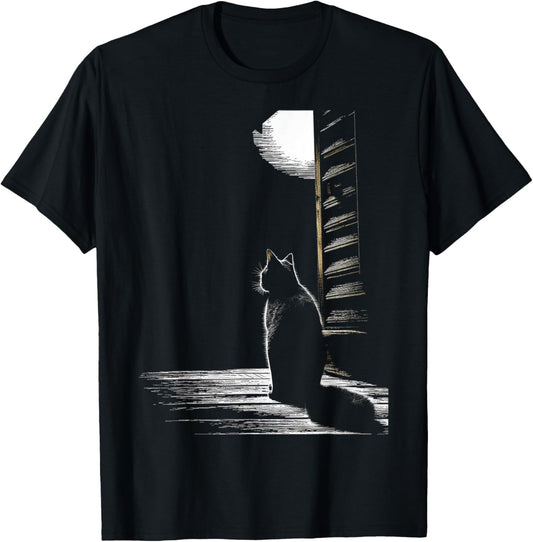 Cat Graphic Pet Illustration Cat T-Shirt - T-Shirt | Black