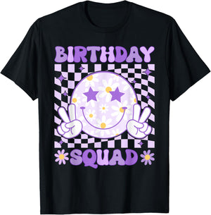 Birthday Squad Daisy Flower Matching Birthday Family Group T-Shirt - T-Shirt | Black