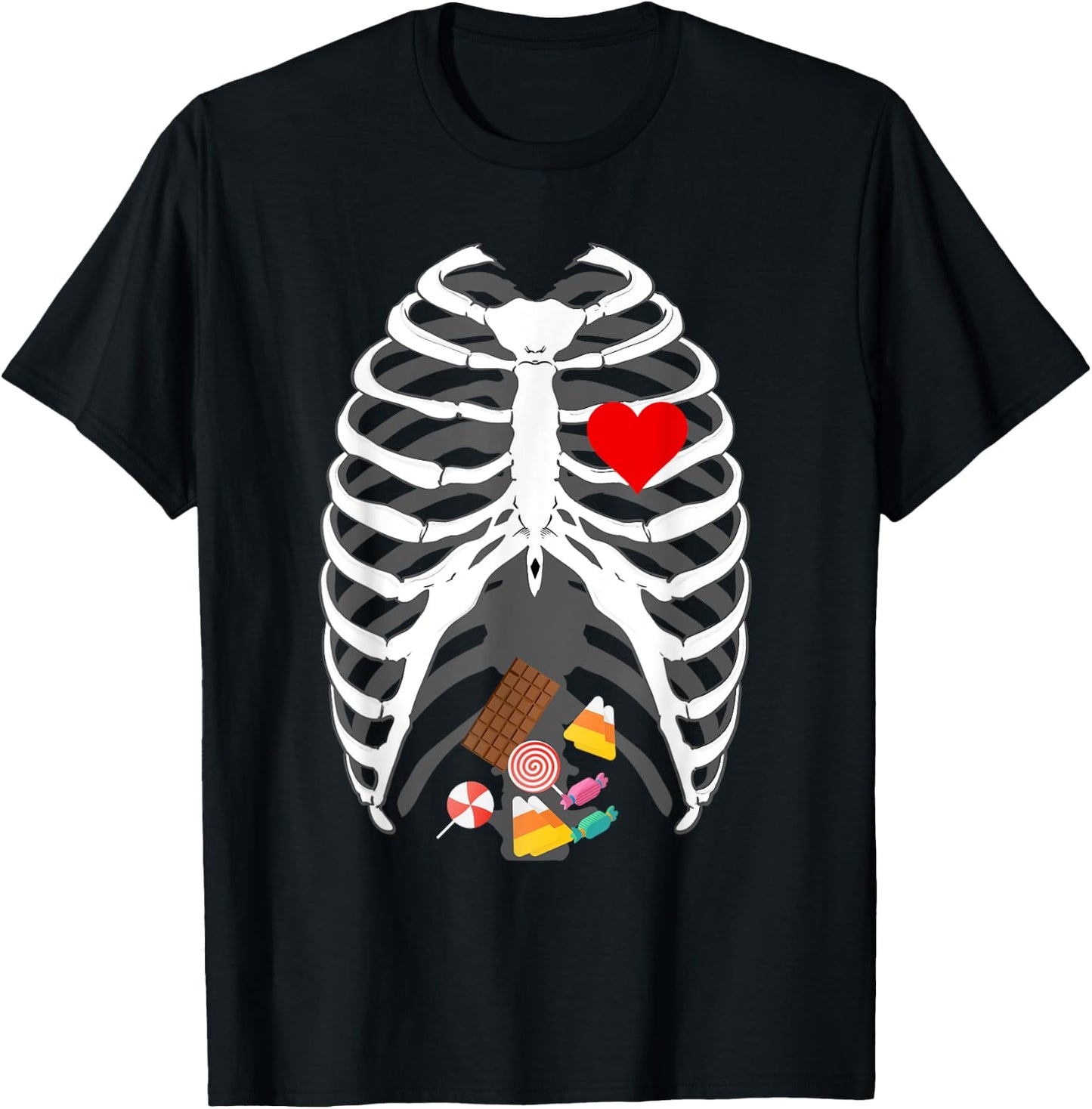 Halloween skeleton X-Ray Candy Belly funny Halloween costume T-Shirt - T-Shirt | Black