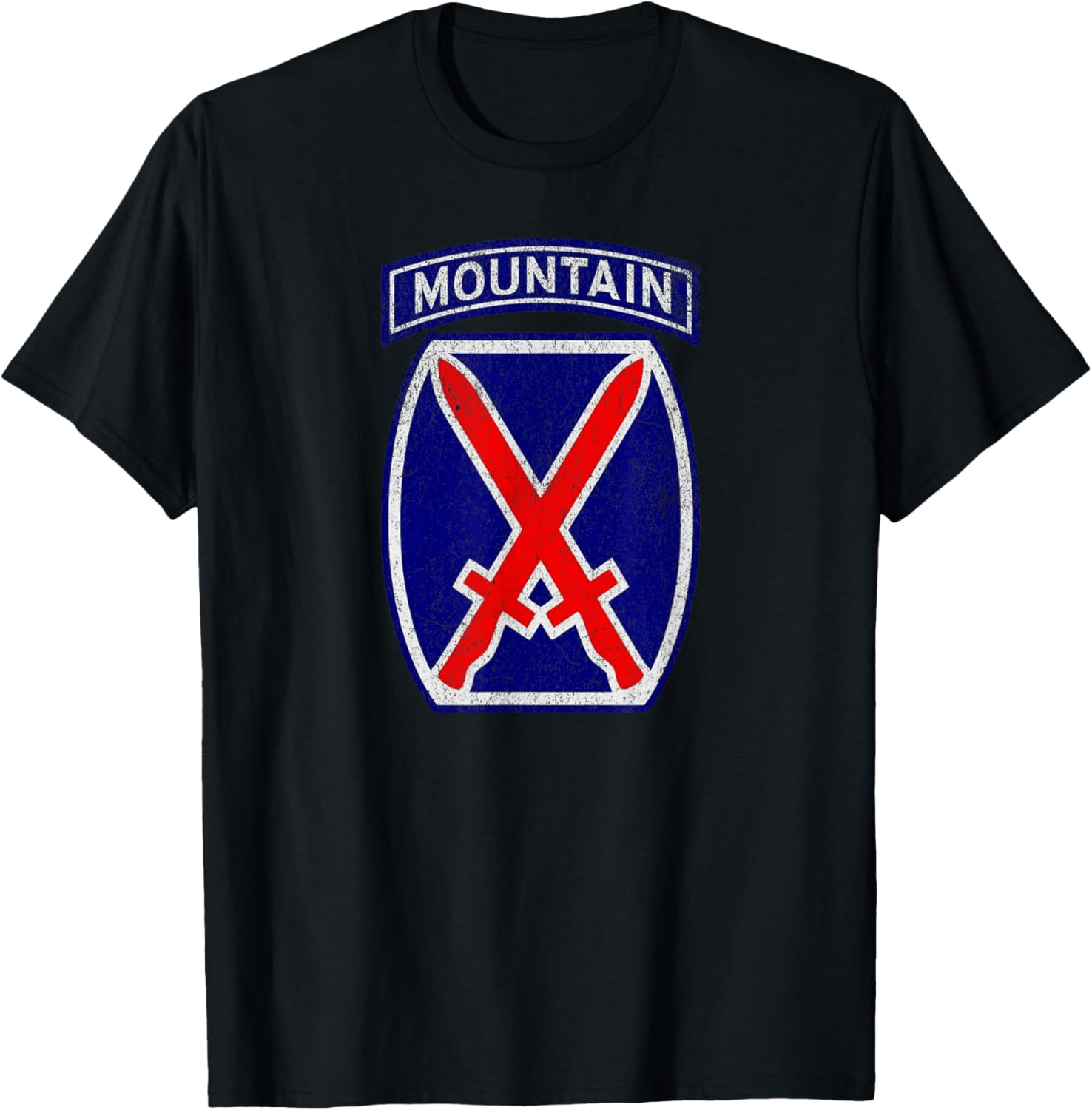 Patriotic Veteran Military Distressed 10th Mountain Division T-Shirt - T-Shirt | Black