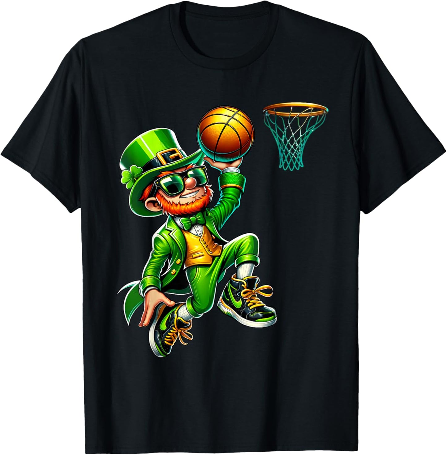 Leprechaun Playing Basketball St Patricks Day Sport Men Boys T-Shirt - T-Shirt | Black