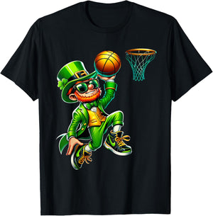 Leprechaun Playing Basketball St Patricks Day Sport Men Boys T-Shirt - T-Shirt | Black