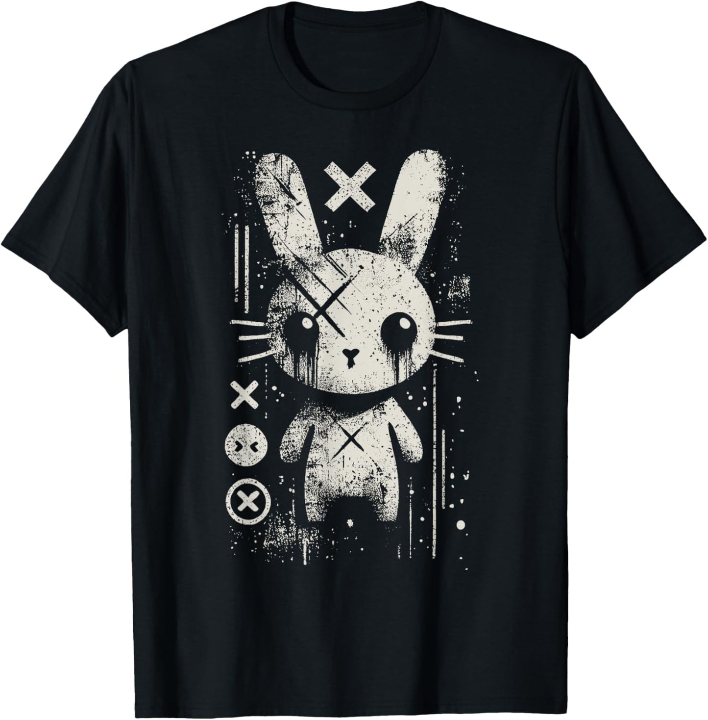 Creepy Cute Goth Bunny Horror Kawaii Rabbit Grunge Aesthetic T-Shirt - T-Shirt | Black