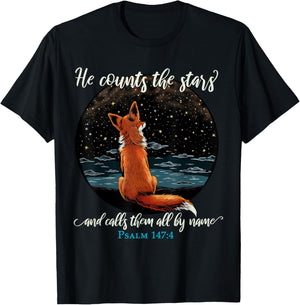 He Counts The Stars And Calls Them All By Name Psalm 147:4 T-Shirt - T-Shirt | Black