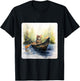 Cat In A Canoe. Adventurous Cat In A Canoe, Pet Adventure Men Women Kids T-Shirt - T-Shirt | Black