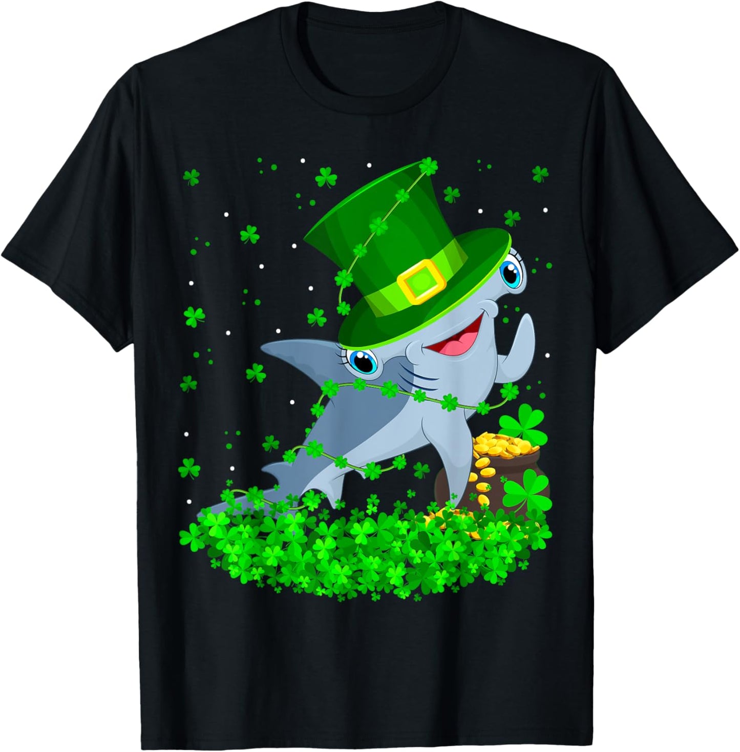 Irish Shamrock Leprechaun Hammerhead Shark St. Patrick's Day T-Shirt - T-Shirt | Black