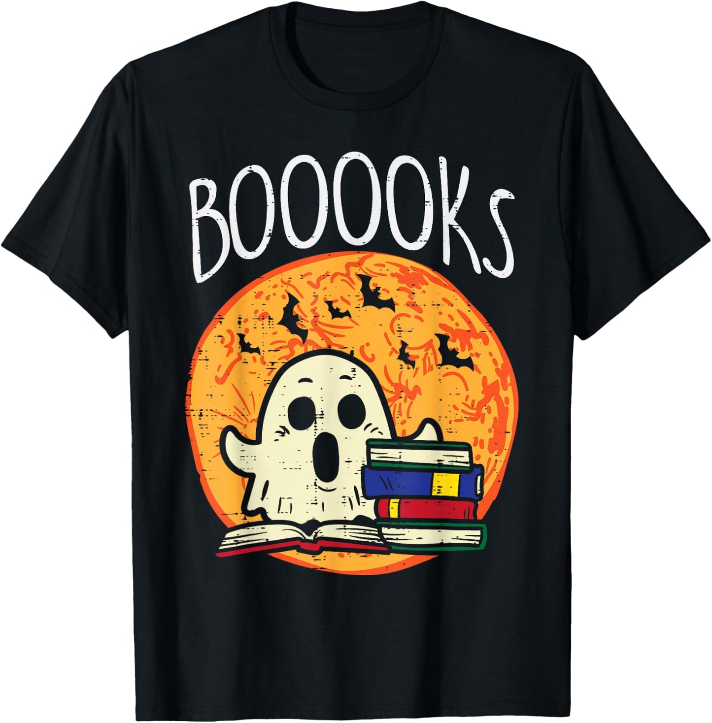 Books Ghost Boooks Halloween Reading Librarian Teacher Book T-Shirt - T-Shirt | Black
