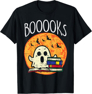 Books Ghost Boooks Halloween Reading Librarian Teacher Book T-Shirt - T-Shirt | Black