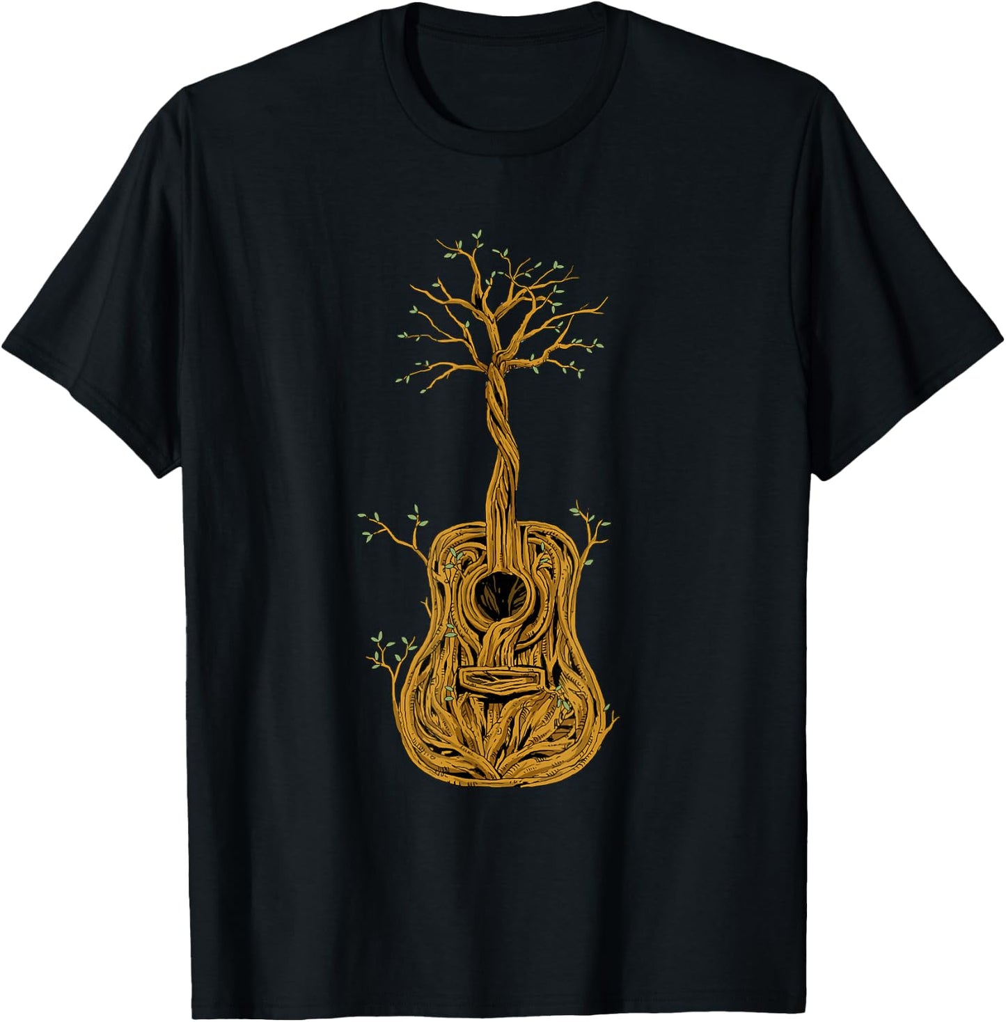 Acoustic Guitar Tree of Life Guitar Player Guitarist T-Shirt - T-Shirt | Black