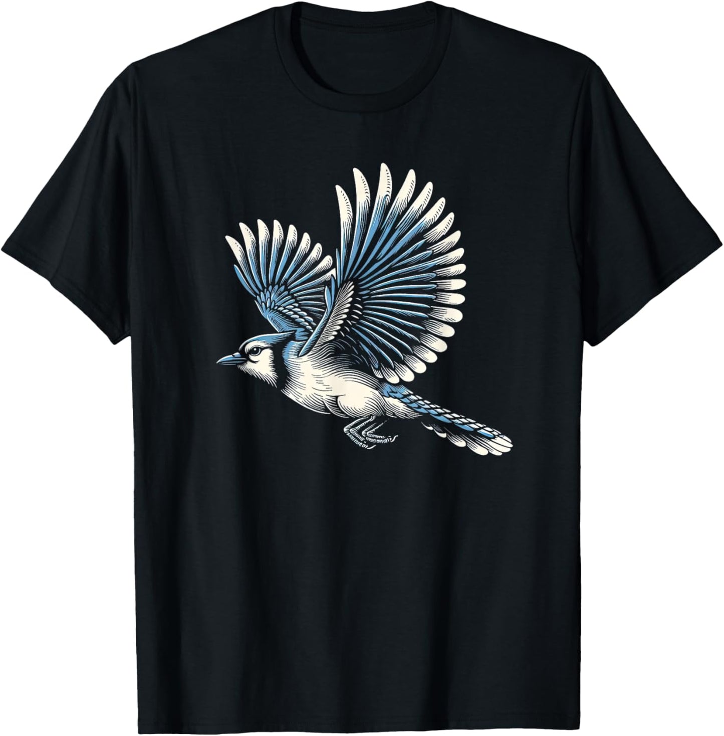 Flying Blue Jay Bird Graphic Art Design And Men T-Shirt - T-Shirt | Black