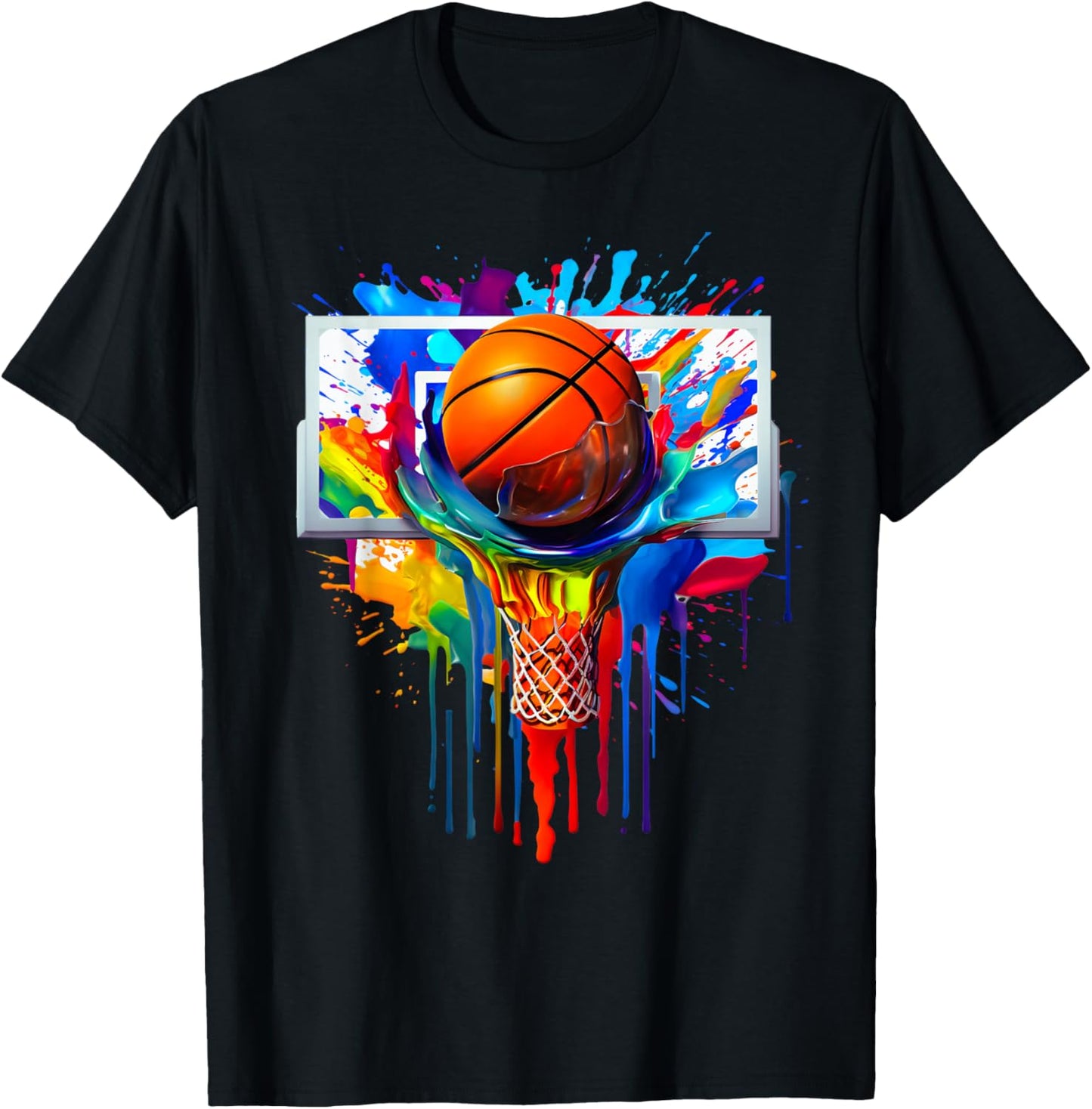 Tie Dye Basketball Ball Hoop Slam Dunk Dribbling T-Shirt - T-Shirt | Black