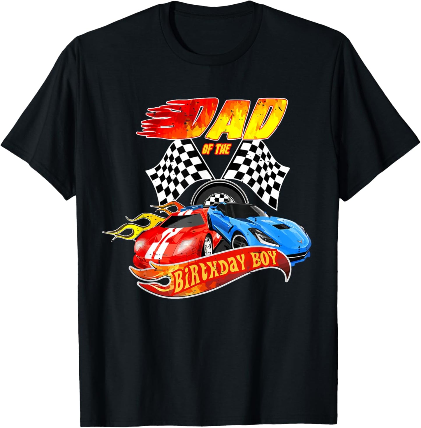 Dad Of The Birthday Boy Race Car Birthday Party Racing Cute T-Shirt - T-Shirt | Black