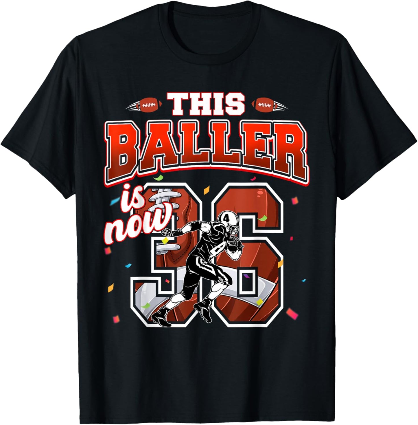 This Football Baller Is Now 36 Years Old Happy My Birthday T-Shirt - T-Shirt | Black