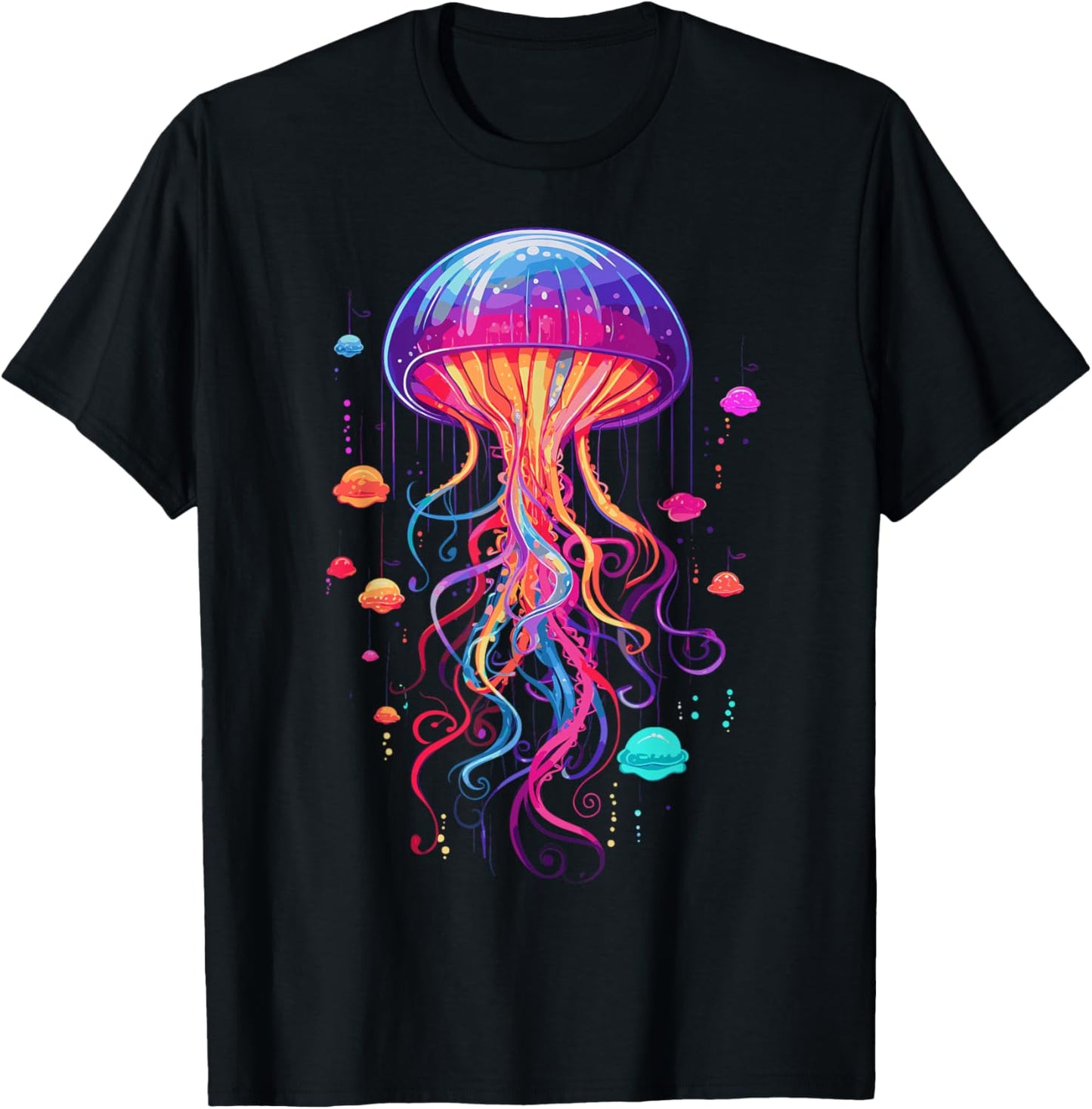 Jellyfish Ocean Animal Scuba Diving Rainbow Jelly Fish T-Shirt - T-Shirt | Black