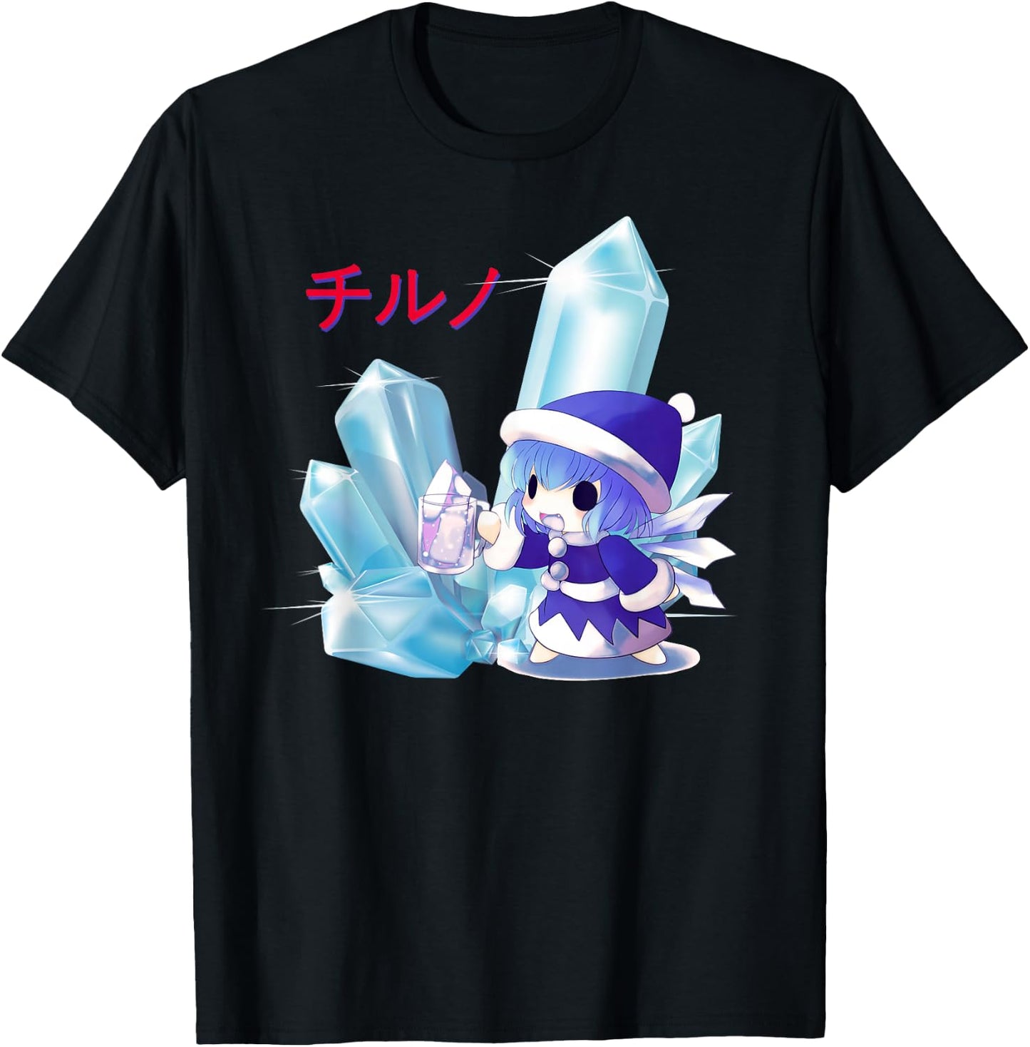 Cute Japanese Cirno Chibi - Kawaii Manga Anime Girl Otaku T-Shirt - T-Shirt | Black