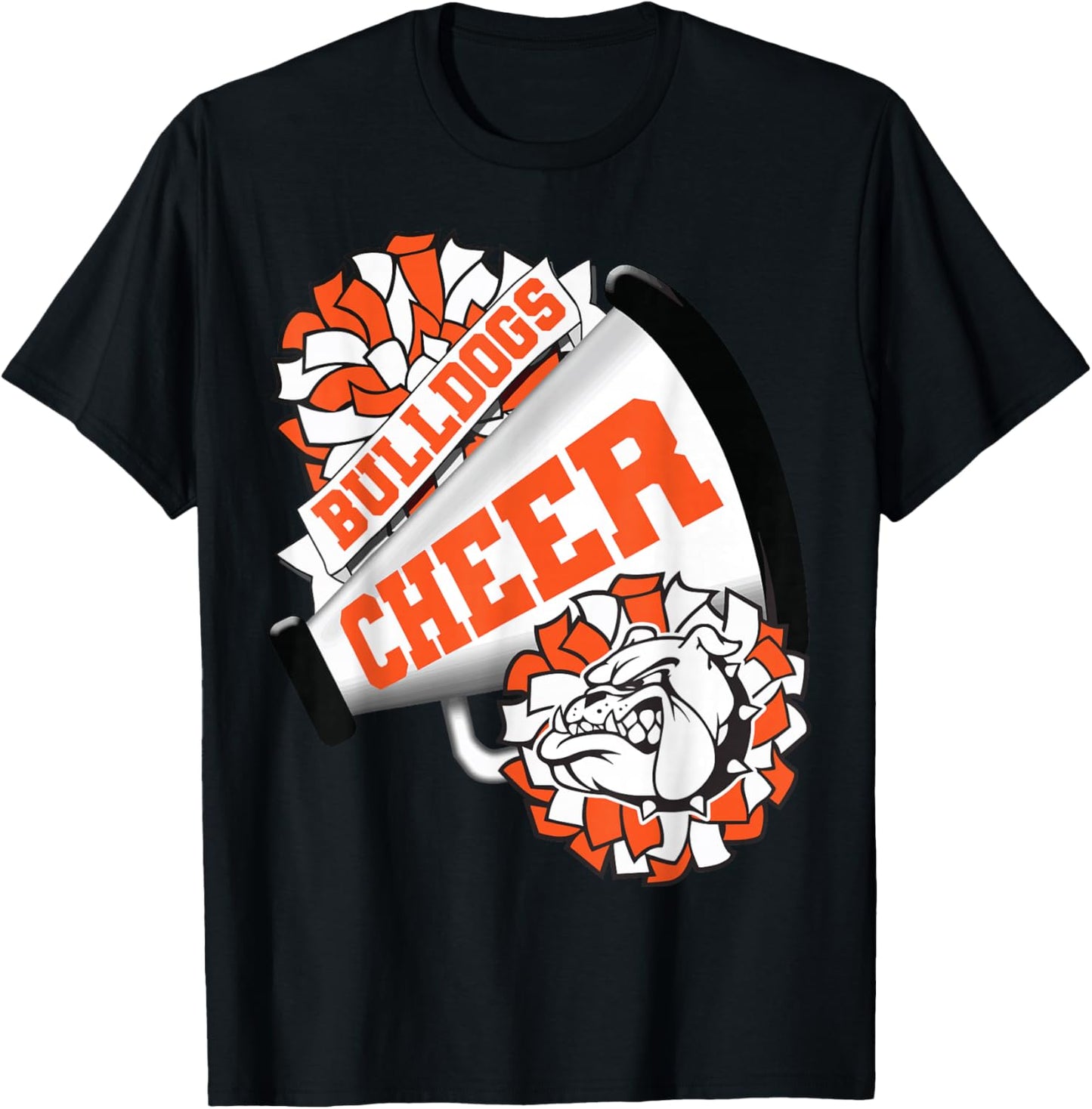 Bulldogs Cheerleading Back To School Cheer Team Orange T-Shirt - T-Shirt | Black