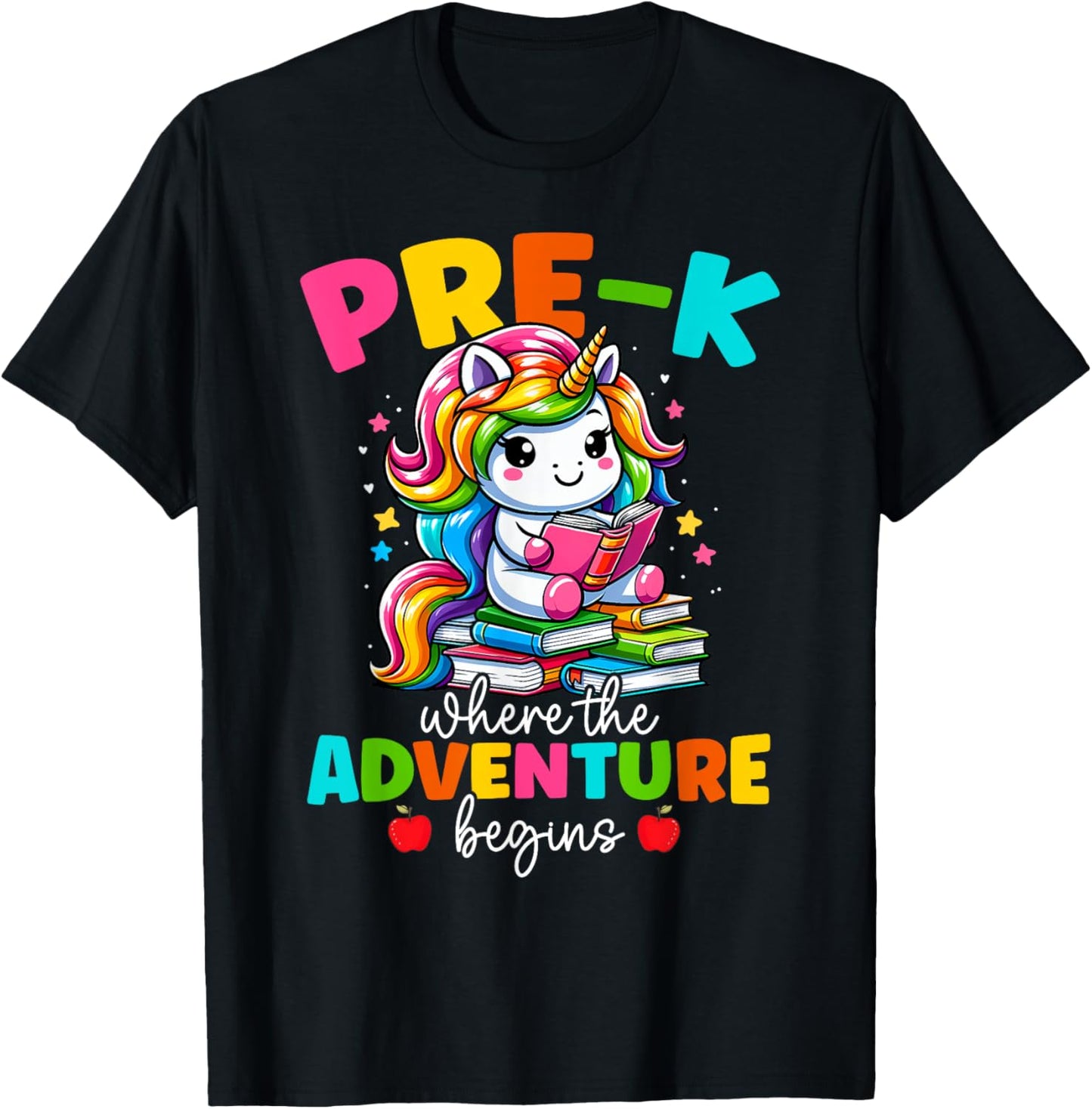 Pre-K Where The Adventure Begins Unicorn Back To School T-Shirt - T-Shirt | Black
