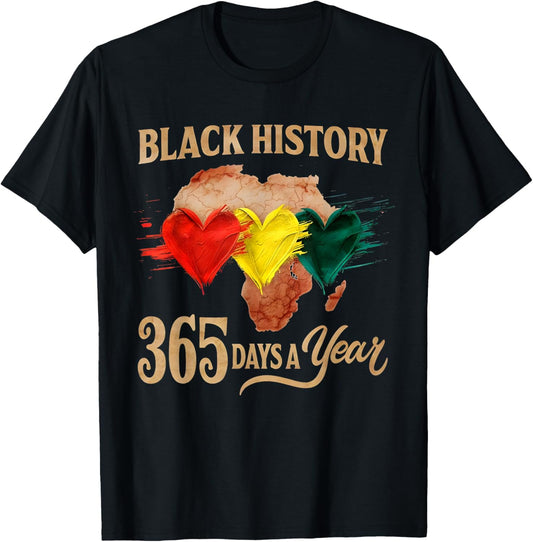 Black History Month 365 Days Map Afro African American Pride T-Shirt - T-Shirt | Black