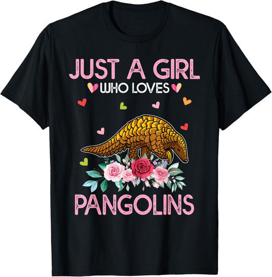 Pangolin Kids Just A Girl Who Loves Pangolins T-Shirt - T-Shirt | Black