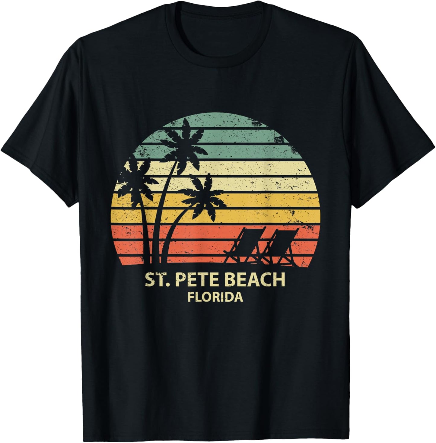 Vintage Florida St. Pete Beach T Shirt Cool Retro T-Shirt - T-Shirt | Black