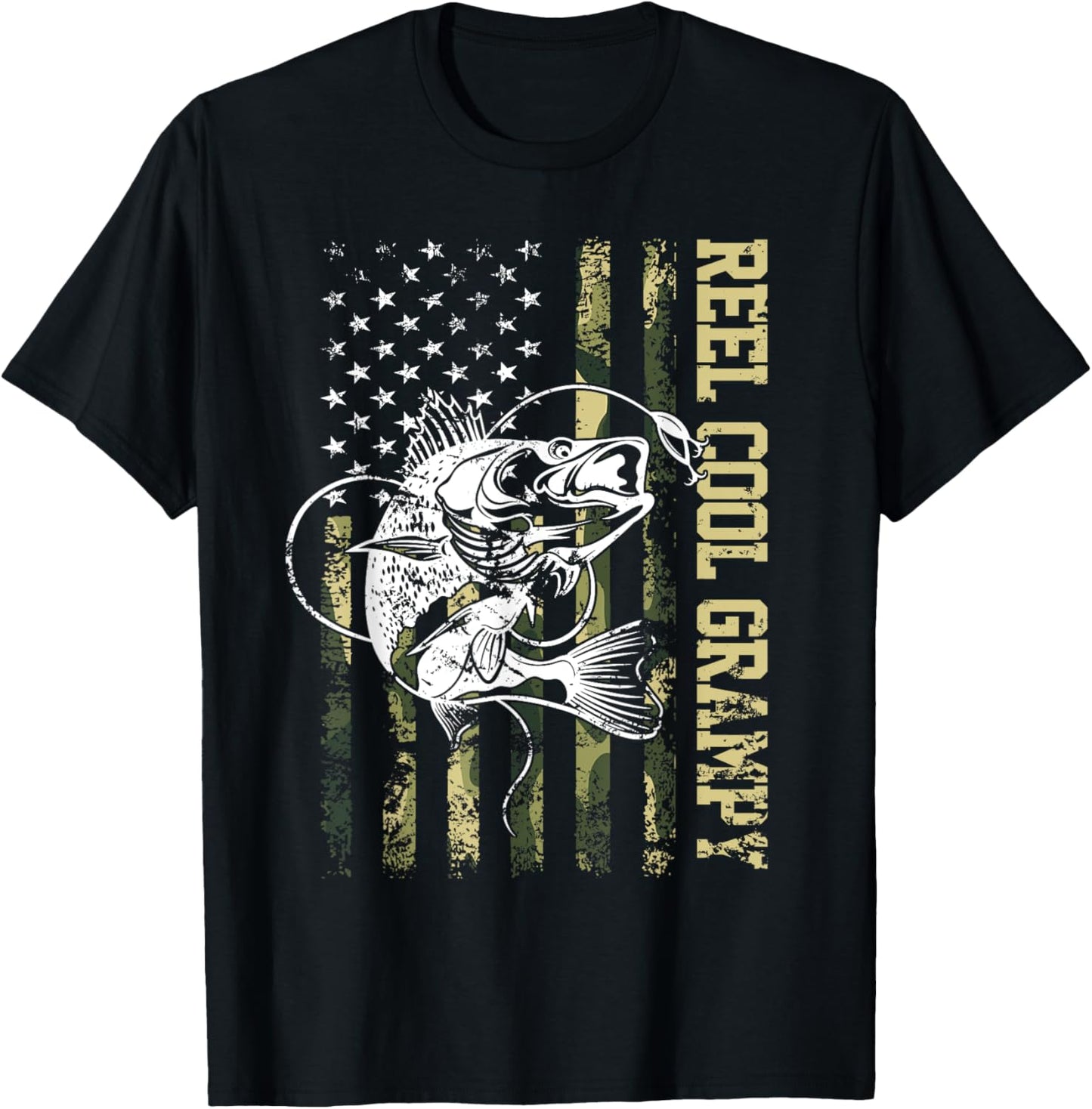 Reel Cool Grampy Bass Fishing Father's Day T-Shirt - T-Shirt | Black