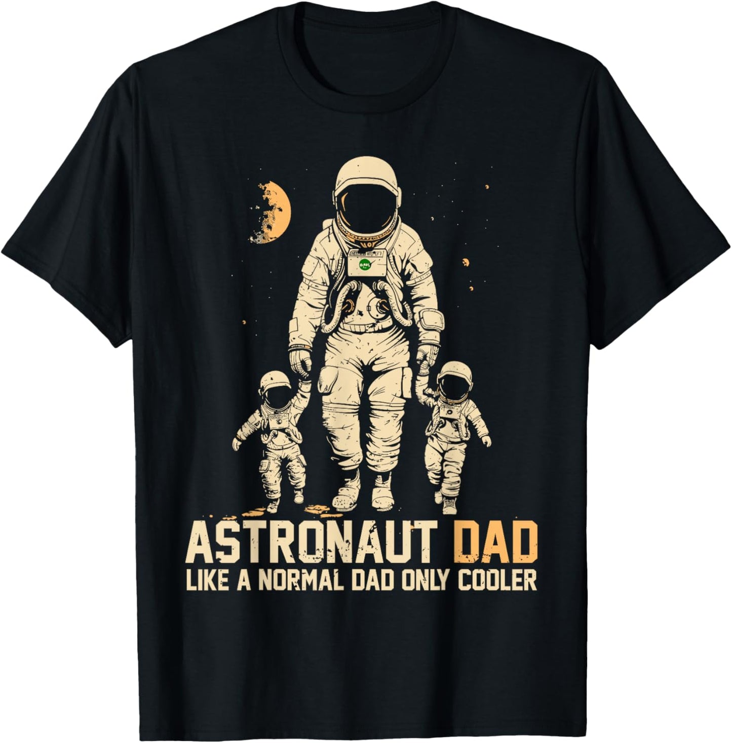 Astronaut Dad Funny Space Father Of 2 Kids Father's Day Twin T-Shirt - T-Shirt | Black