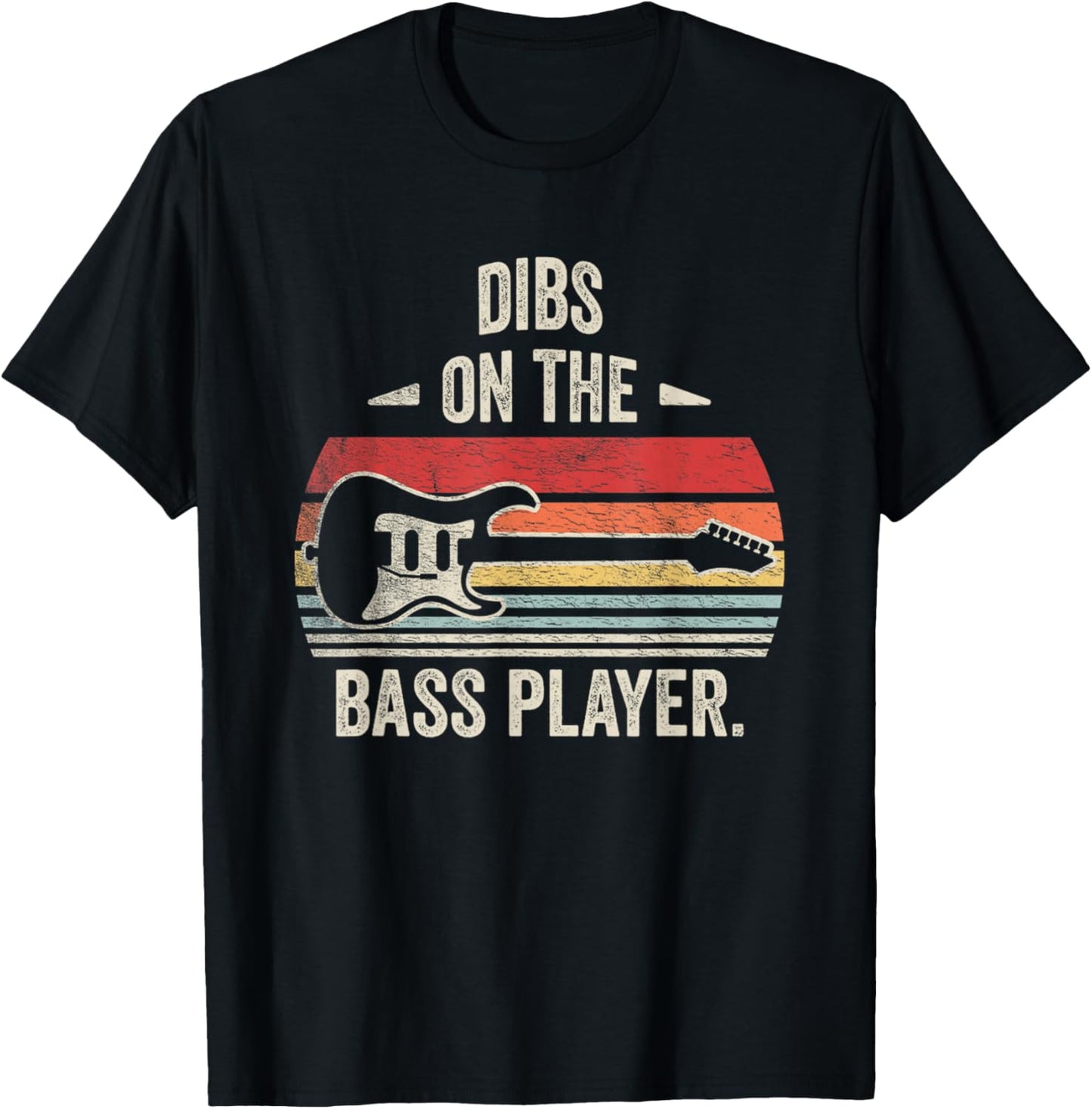 Retro Vintage Dibs On The Bass Player Bassist T-Shirt - T-Shirt | Black