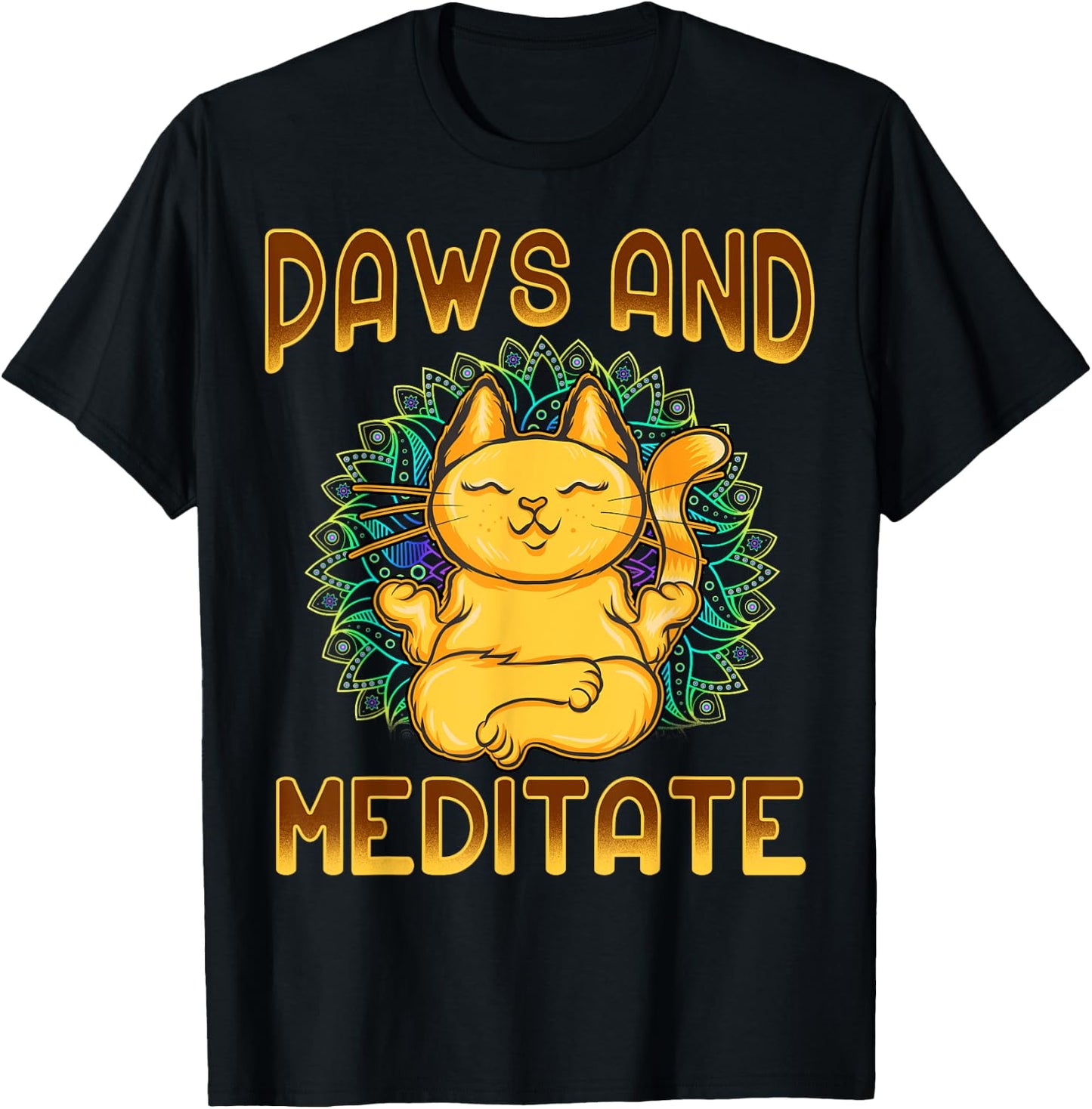 Yoga Paws And Meditate Funny Cat Lover Yogi Namaste Kitten Men Women Kids T-Shirt - T-Shirt | Black
