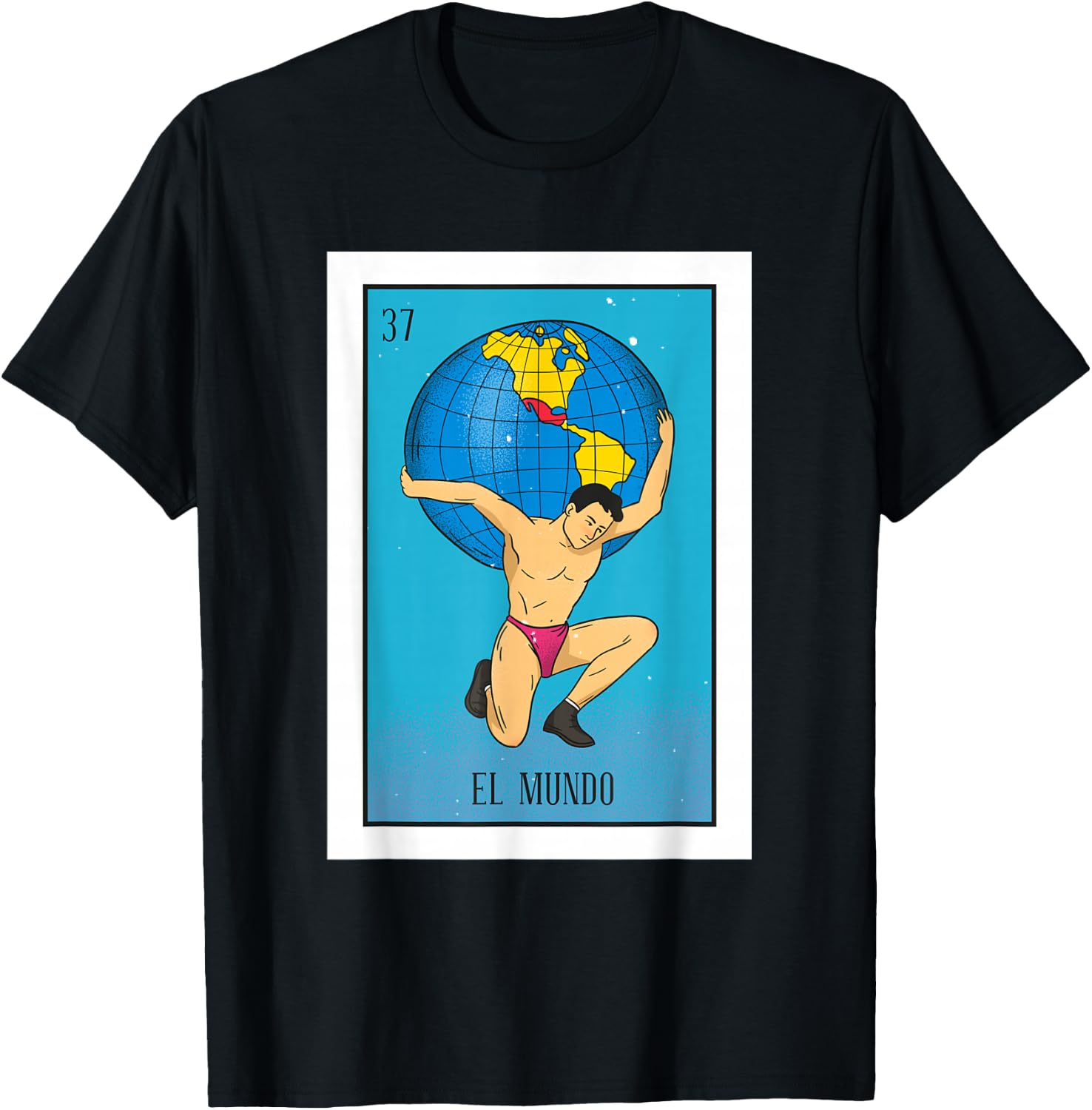 El Mundo Lottery Card Gift The World Card Mexican Lottery T-Shirt - T-Shirt | Black