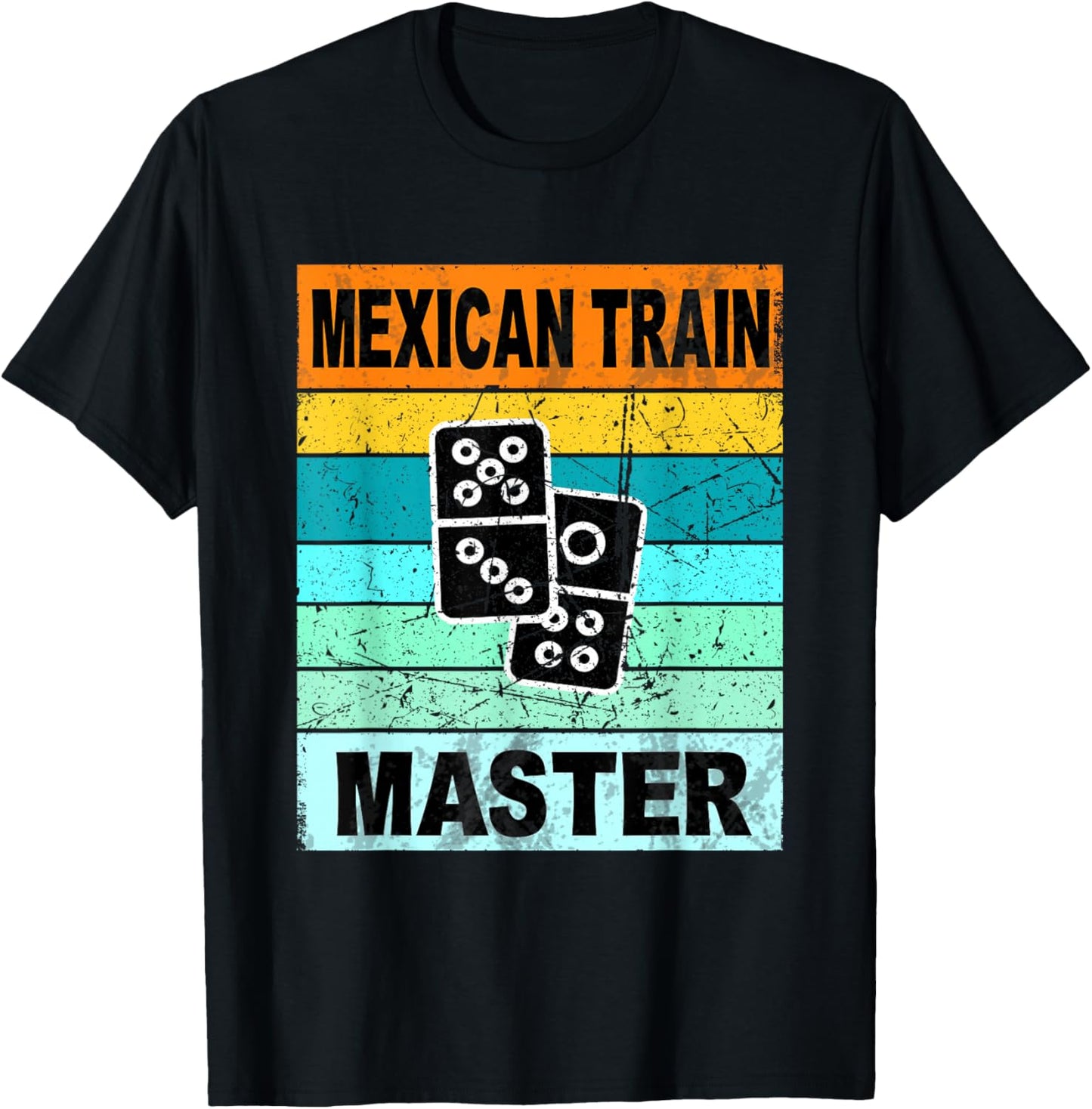 Retro Mexican Train Master Shirt Funny Dominoes Shirts Men , Small, Black T-Shirt - T-Shirt | Black