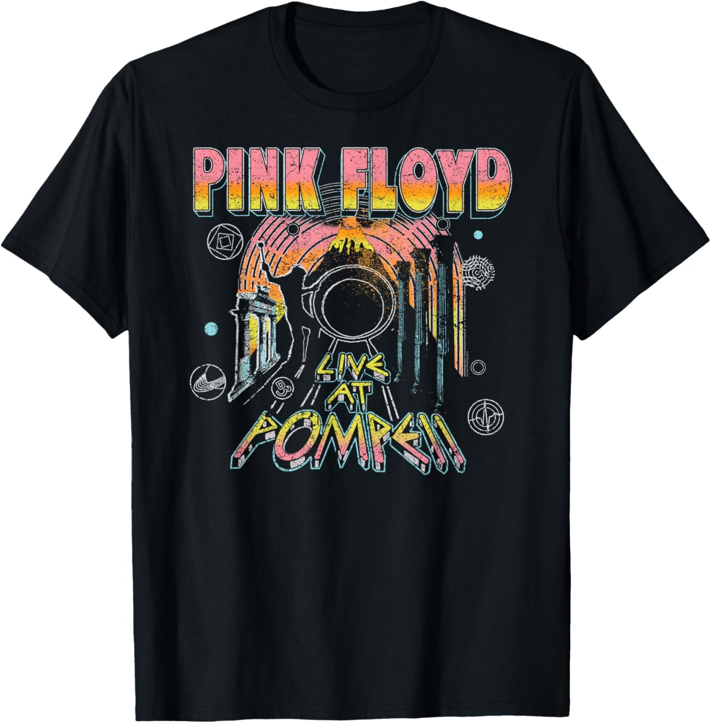 Official Pink Floyd Live At Pompeii Vintage Rock Band T-Shirt - T-Shirt | Black