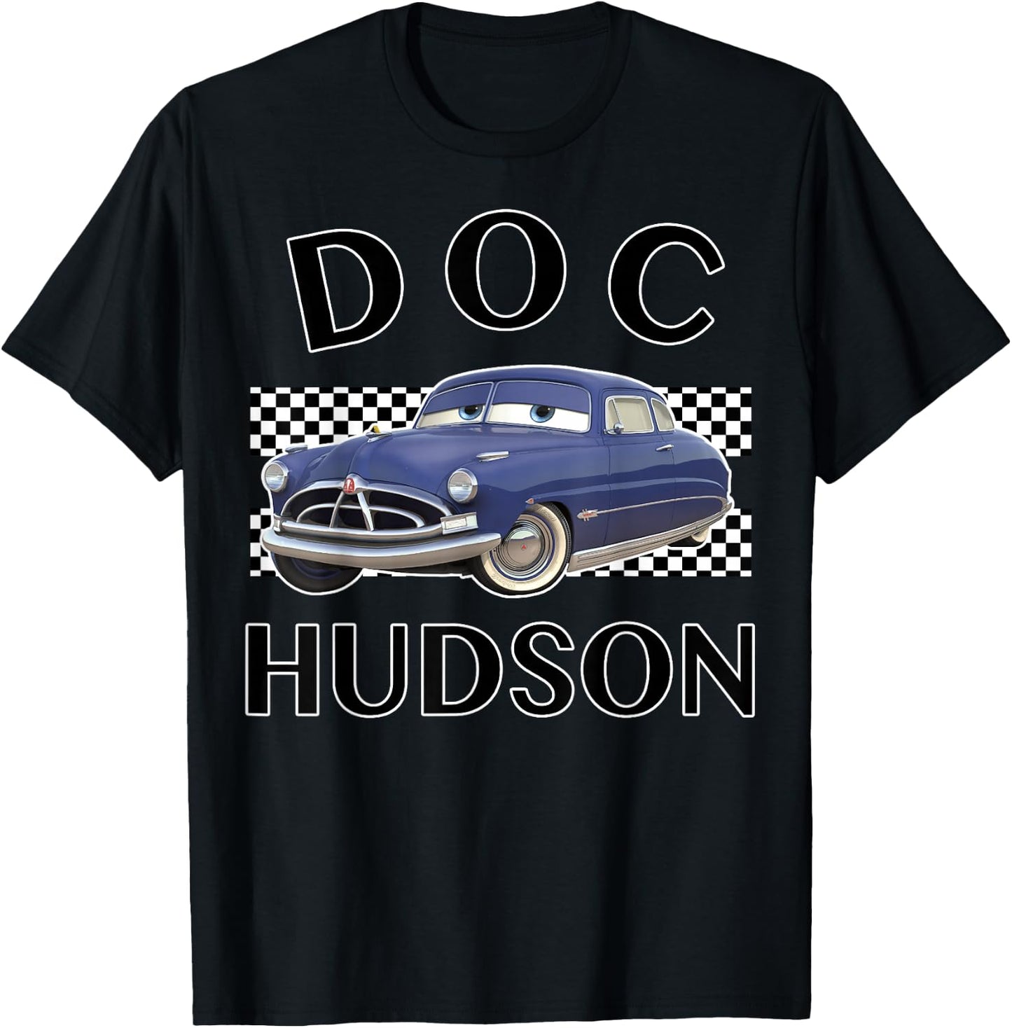 Disney Pixar Cars Doc Hudson Vintage Race Stripe Logo T-Shirt - T-Shirt | Black