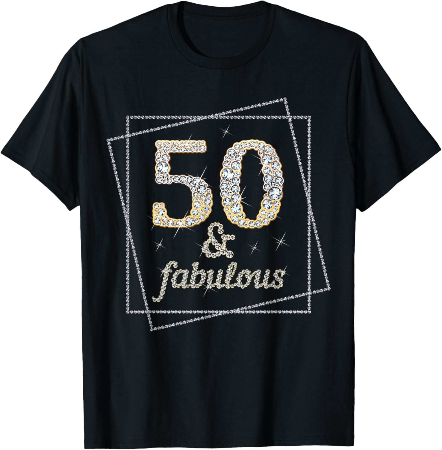 50 Years Old Lady Cute 50th Birthday 50 and Fabulous T-Shirt - T-Shirt | Black