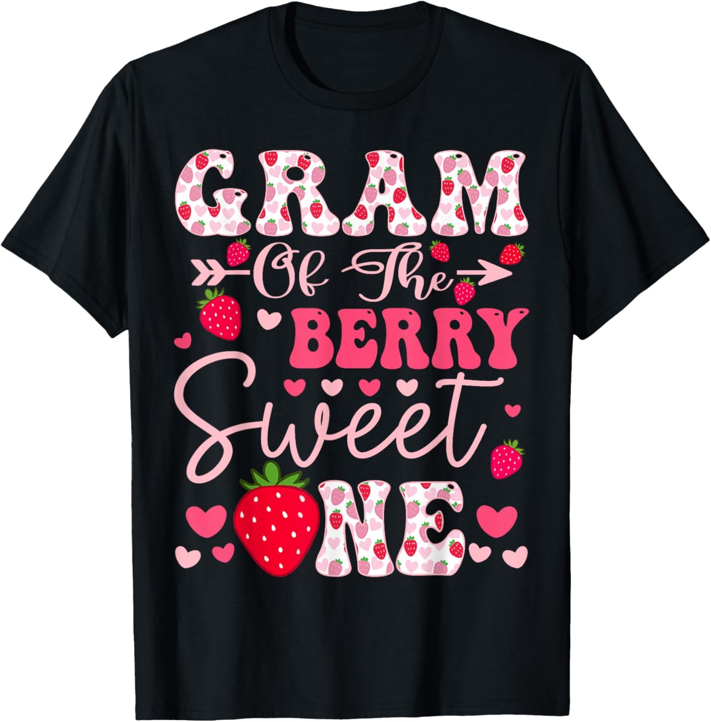 Gram Of The Berry Sweet One Strawberry 1St Birthday T-Shirt - T-Shirt | Black