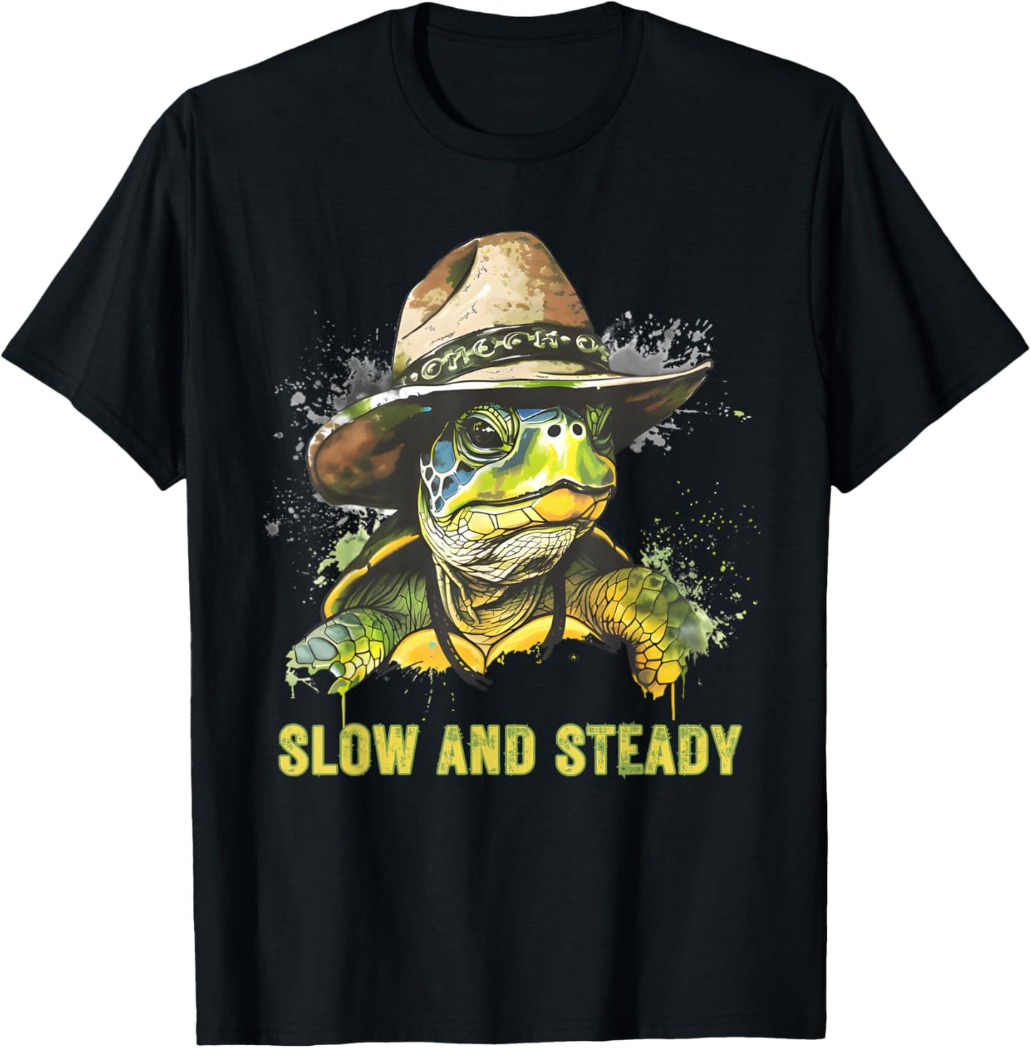 Slow and Steady Turtle - Turtle Hat T-Shirt - T-Shirt | Black