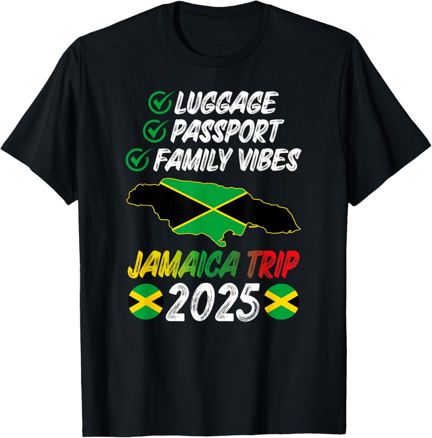 Family Vibes Jamaica Family Trip 2025 Jamaica Vacation T-Shirt - T-Shirt | Black
