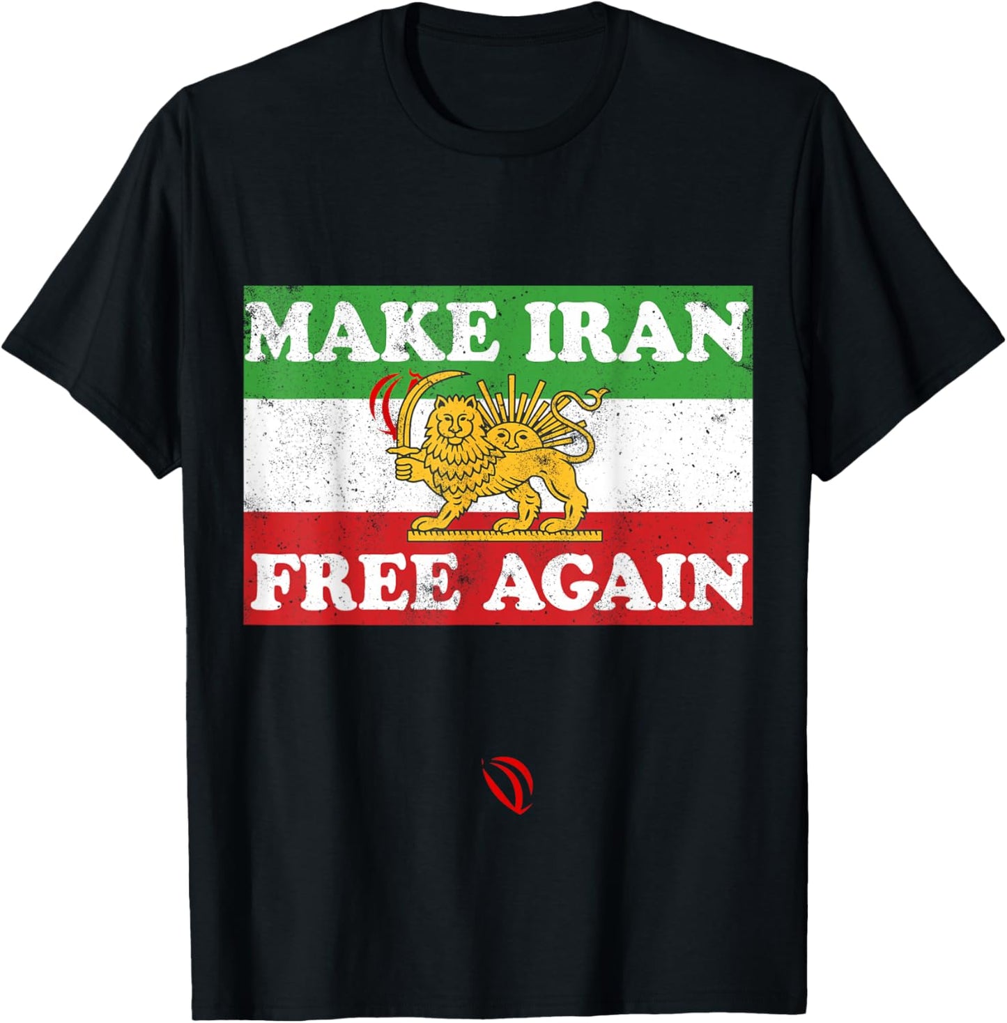 Iran Flagge Löwe Sonne Schwert Free Iran Unterstützung Frauen des Iran T-Shirt - T-Shirt | Black